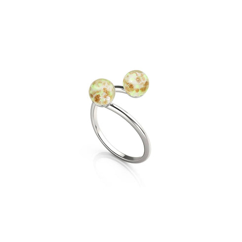 Ivory | .925 Sterling Silver | Firefly Glass | Infinity Helix Ring